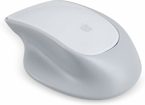 MouseBase Ergonomic Base for Apple Magic Mouse 2, Increased Comfort and Control (Light Gray/Silver)