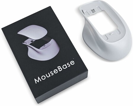 MouseBase Ergonomic Base for Apple Magic Mouse 2, Increased Comfort and Control (Light Gray/Silver)